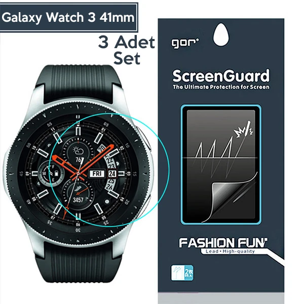 Gor Sm Galaxy Watch 3 41mm Darbe Emici Ekran Koruyucu 3 Adet Set-(1903)
