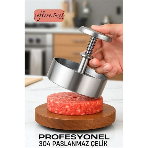 HSNET Hamburger Presi - Profesyonel Hamburger Kalıbı 304 Paslanmaz Çelik 