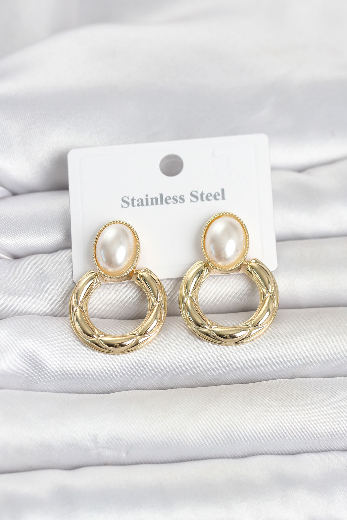 316L Çelik Gold Renk Vintage Model Kadın Küpe 5886