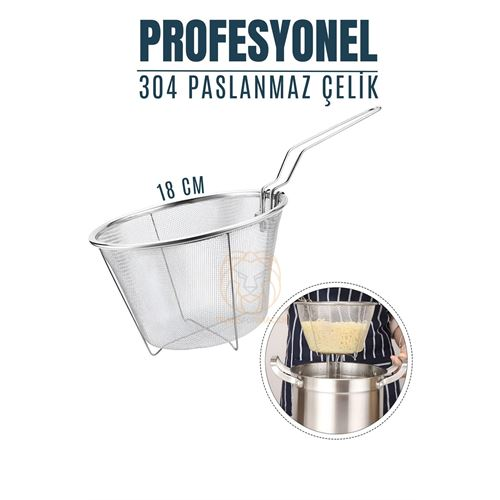 HSNET Kızartma Süzgeci Patates Kızartma Filtresi 304 Paslanmaz Çelik Mink Design 