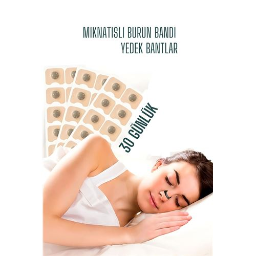 HSNET Manyetik Burun Bandı - 30 GÜNLÜK YEDEK Sporcu Burun Bandı - Horlama Önleyici Azaltıcı 