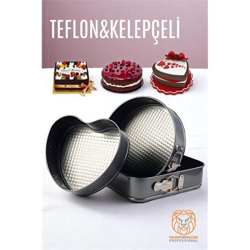 HSNET 3 Boy Kelepçeli Kek Kalıbı 24-26-28 Cm Çoklu Kek Kalıbı Teflon 