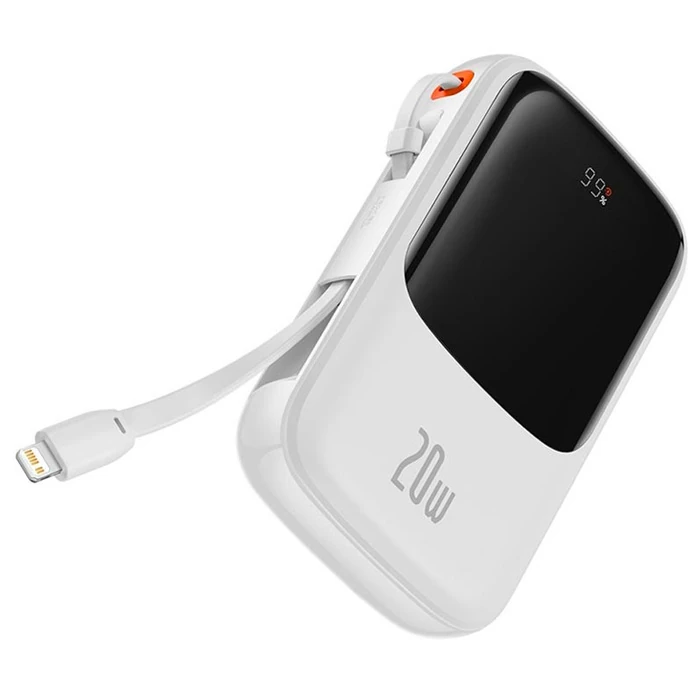 Baseus Qpow Pro Dijital Göstergeli 10000mAh 20W Hızlı Şarj Powerbank iPhone Lightning Kablolu-(1903)