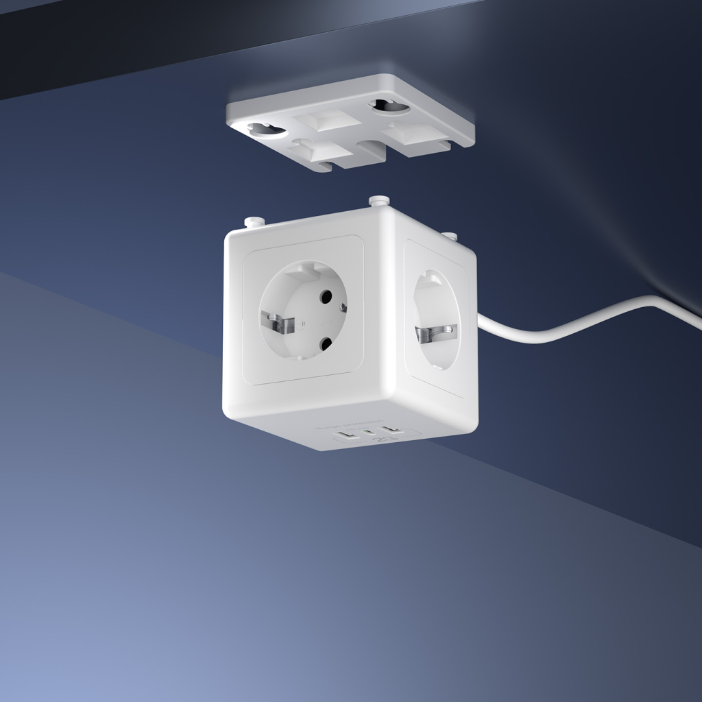 S-LINK PRZ04 4 Soket Akım Korumalı Priz 1x Type-C 2xUSB 5V 2Mt Kablo 306 Joule Küp Tasarım (Beyaz)(1923)