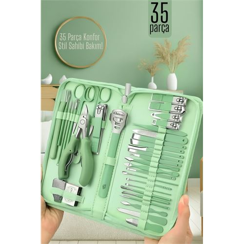 HSNET 35 Parçalı Profesyonel Manikür Pedikür Seti – Bakım Çantası | Evde Profesyonel Tırnak Bakımı 