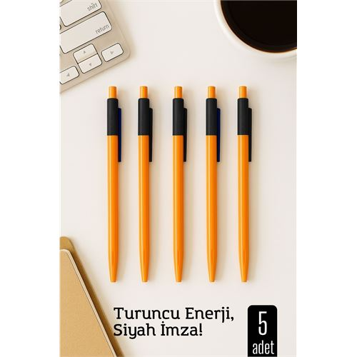 HSNET Tükenmez Kalem Siyah Ofis ve Okul İçin Pratik Yazım 5 li PAKET 
