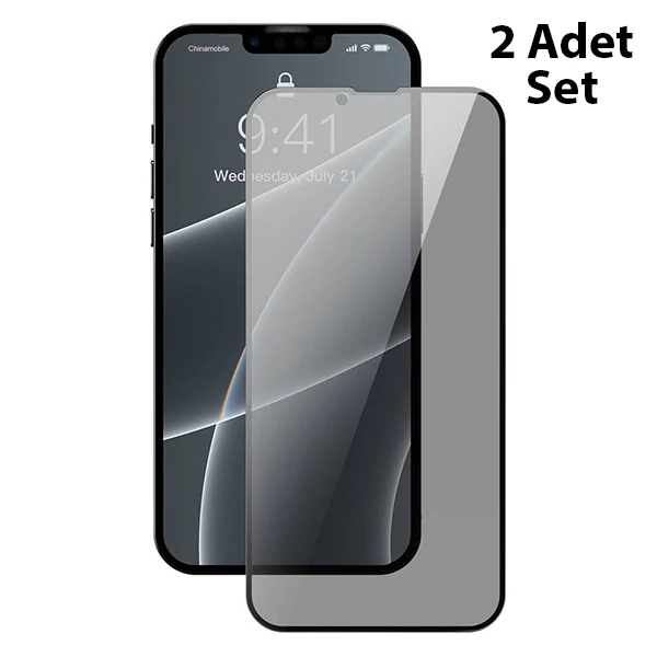 Baseus iPhone 13 Mini 0.23mm Gizlilik Hayalet Full Ekran Koruyucu 2 Adet Set-(1903)