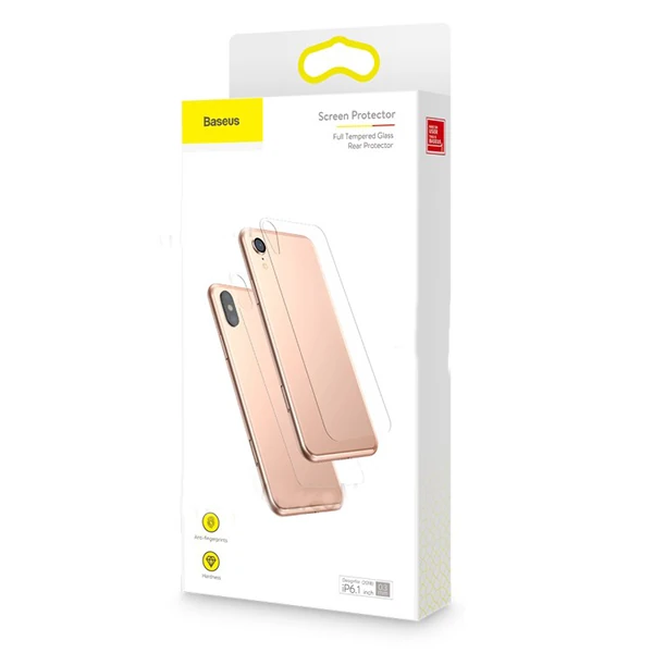 Baseus İphone Xr 6.1 Ön Arka Full Kaplama Şeffaf Kırılmaz Cam Koruyucu 0.3mm-(1903)