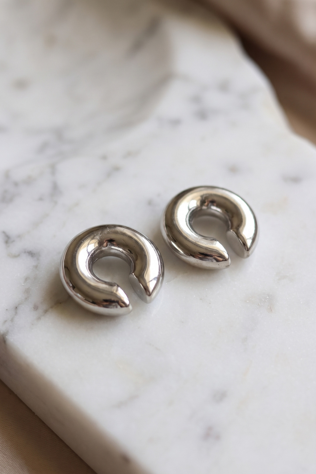 316L Çelik Gümüş Renk Çiftli Earcuff Küpe 5886