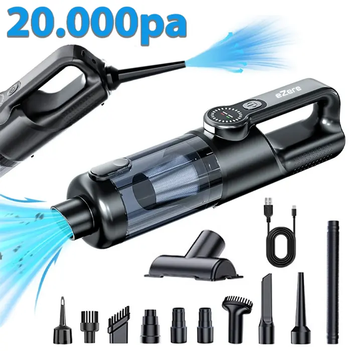 EZERE PowerVac1 20000pa Araç İçi ve Ev Tipi Şarjlı Vakum Süpürge-(1903)
