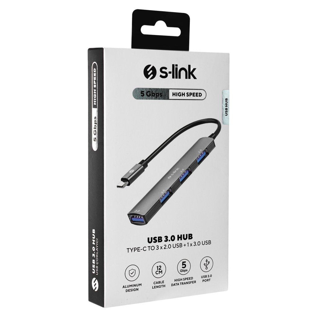 S-LINK SW-U324 Type-C to 3xUSB 2.0 1xUSB 3.0 Metal USB HUB(1923) 3