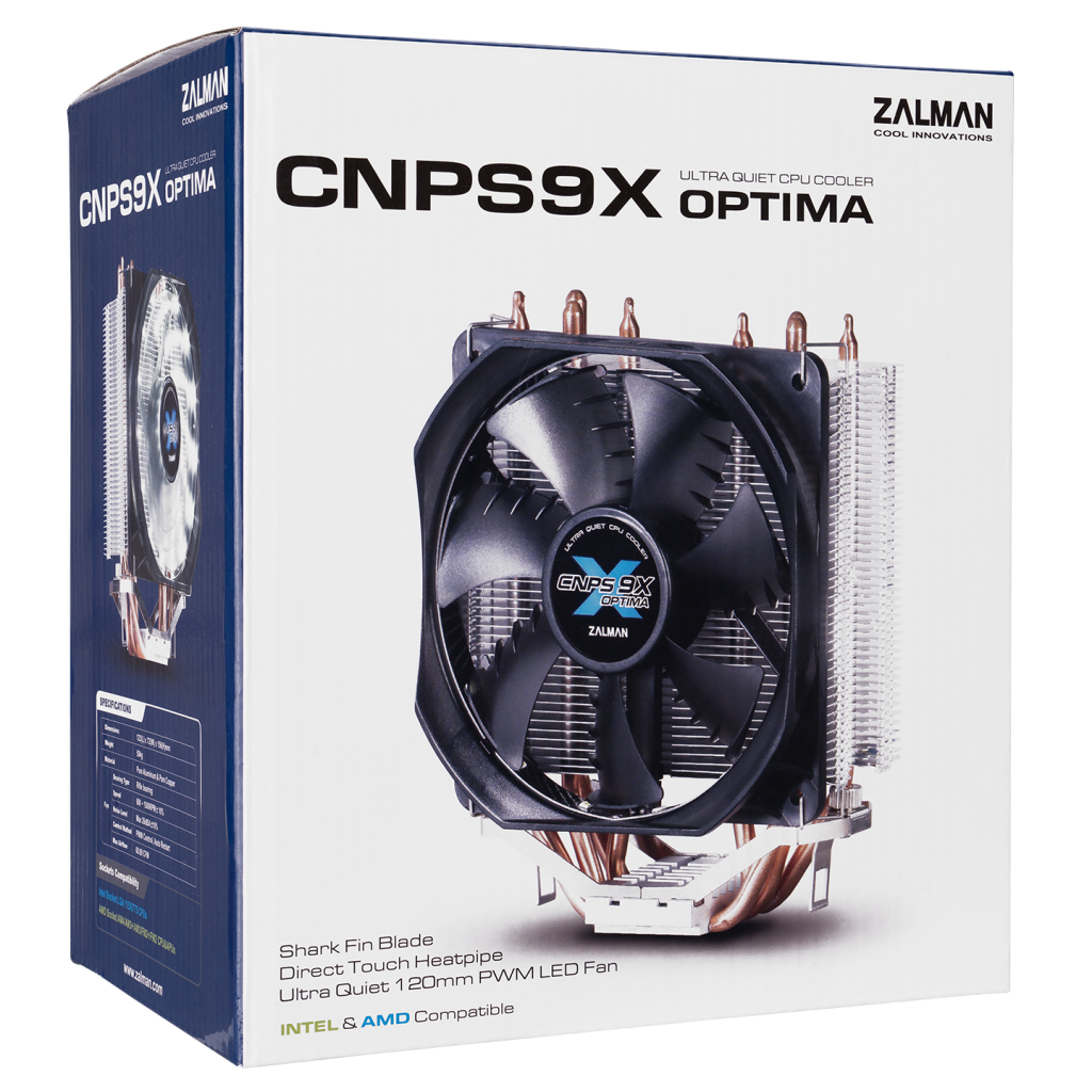 ZALMAN CNPS9X OPTIMA 12cm Fan CPU Kule Tipi Hava Soğutma Beyaz Led 4 adet Bakır Isı Borusu (AMD ve INTEL Tüm işlemciler ile uyumlu)(1923)