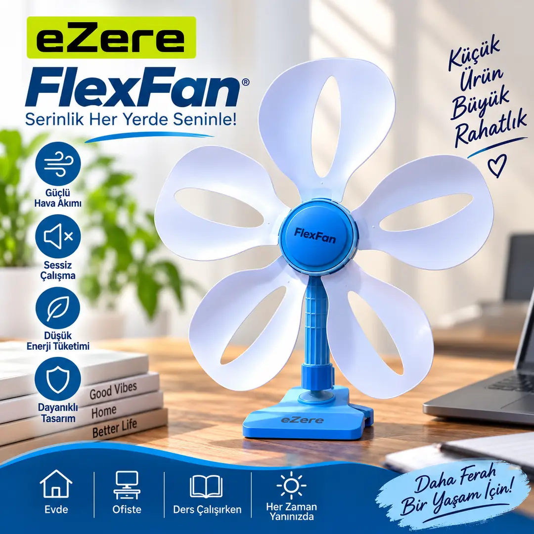 Ezere FlexFan Klipsli Elektirikli Vantilatör Ev Ofis Mini Fan-(5775)