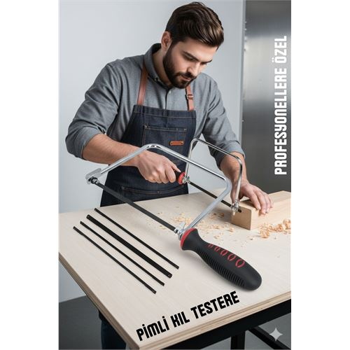 Profesyonel El Testeresi Kıl Testere + 5 Bıçak  Çok Amaçlı Hassas Ahşap/Metal Kesim Bıçakları 