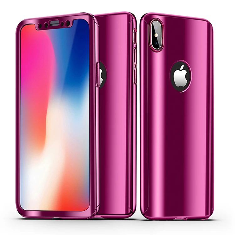 Voero İphone X Xs 360 Koruma Aynalı Parlak Kılıf+ Kırılmaz-(1903)