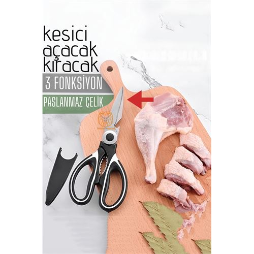 HSNET Tavuk Makası Çelik Mutfak Makası Açacak Kıracak Kesici Özelik 