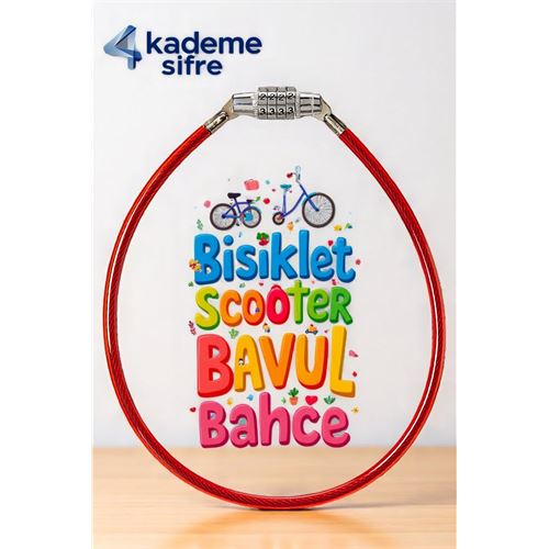 HSNET Şifreli Bisiklet Kilidi - 4 Kademe Şifreli Kablo Kilit - 50 cm Bavul Kilidi  