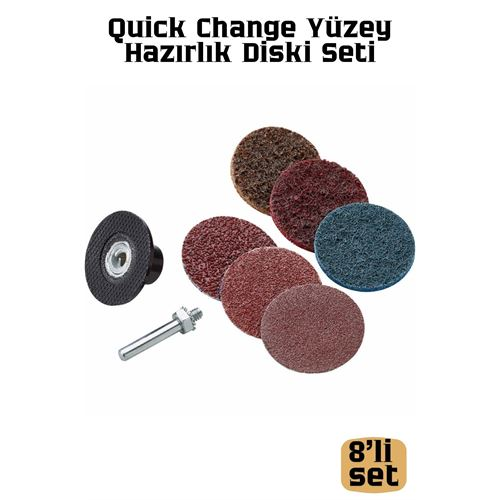 8'li Quick Change Yüzey Hazırlık Diski Seti 50mm, Cırtlı Zımpara Pedleri 