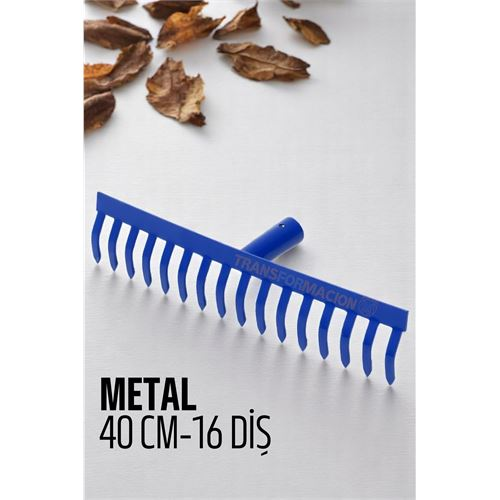 HSNET Metal Bahçe Tırmığı - Yaprak Toplama Tırmığı Dayanıklı Tırmık 16 DİŞ 40 CM 