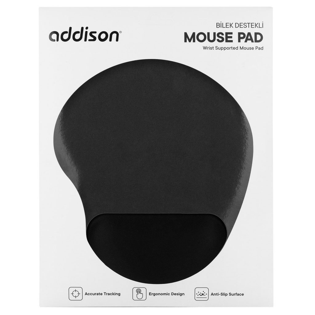 ADDISON 300521 250x197x5mm Bileklik Destekli Mouse Pad (Siyah)(1923) 4