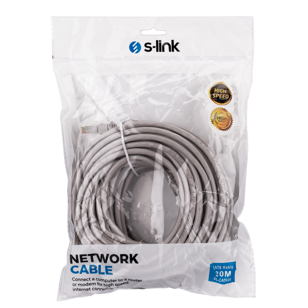 S-LINK SL-CAT620 CAT6 Patch 20Mt Kablo (Gri)(1923) 3