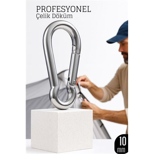 Çelik Yan Açılır Karabina -10 mm Kamp, Tırmanış ve Günlük Kullanım İçin Güvenli Kilit  