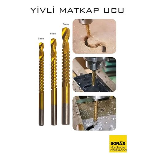 Yivli Matkap Ucu HSS Spiral Yivli Kademeli Matkap Ucu Metal Ahşap Plastik 5-8 mm 