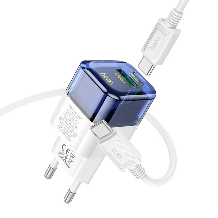 HOCO C131A Platinum PD30W+QC3.0 Girişli Hızlı Şarj Başlığı Ve Type-C To Type-C Kablo-(1903)