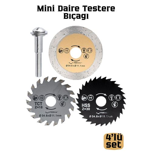 3'lü Mini Daire Testere Bıçağı Seti - HSS, TCT ve Elmas Kesici Disk 