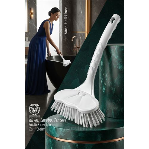 Küvet, Lavabo ve Tencere Fırçası  - Çizmez Kıl Yapılı Ergonomik Temizlik Ovma Fırçası 