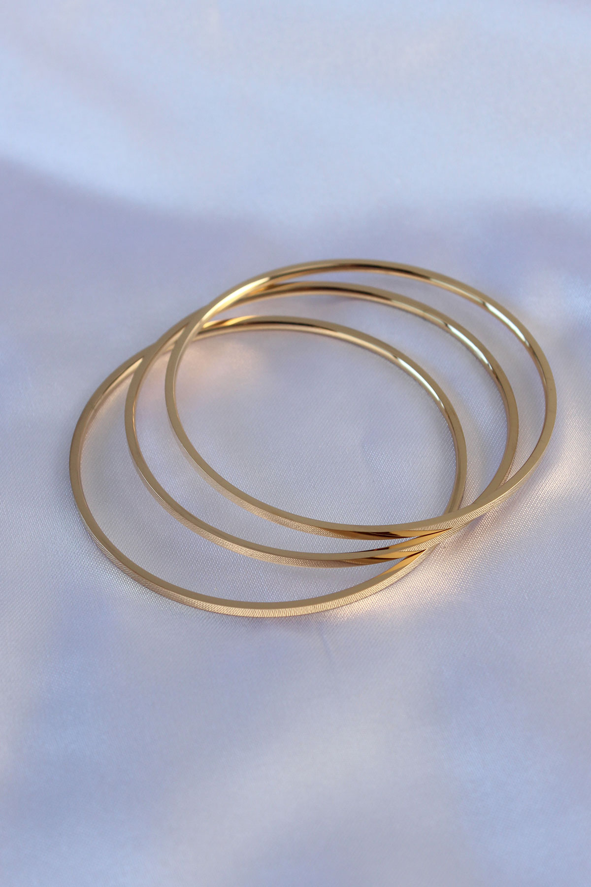 316L Çelik Gold Renk 3'lü Ajda Model Kadın 60 mm Bilezik 5886