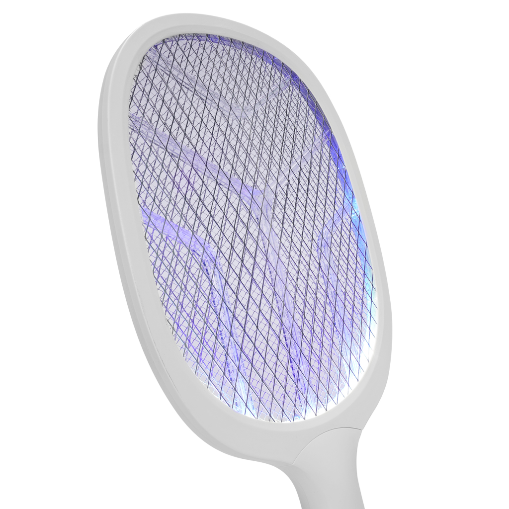 ASONIC AS-A25 Beyaz-Gri 3000V Raket Tipi UV Mor Işıklı 1200mAh Bataryalı Şarj Edilebilir Sinek Öldürücü(1923) 3