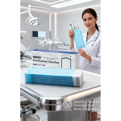 Sterilizasyon Poşeti 200 Adet - Otoklav Kendinden Yapışkanlı Medikal Poşet 9x26 cm 