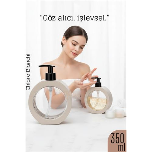 Sıvı Sabunluk – Bej Renk, 350 ml,  Modern Tasarım 