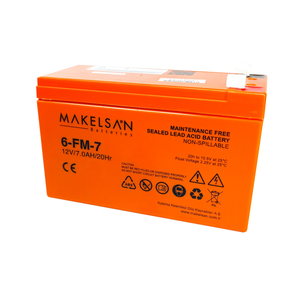 MAKELSAN 12V 7Ah Bakımsız Kuru Akü. UPS için Uygundur.(1923) 2