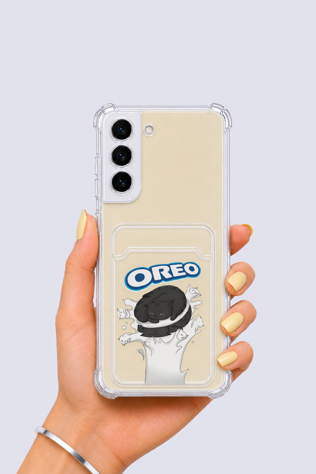 Samsung Galaxy S22 Kartlıklı OREO Desenli Kılıf