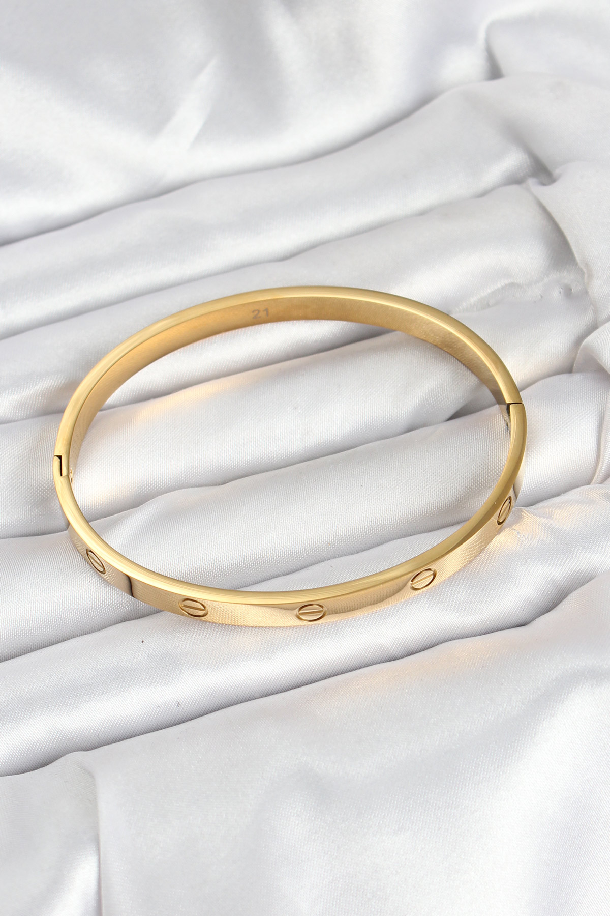316L Çelik Gold Renk 65 mm Kadın Kelepçe Bileklik 5886
