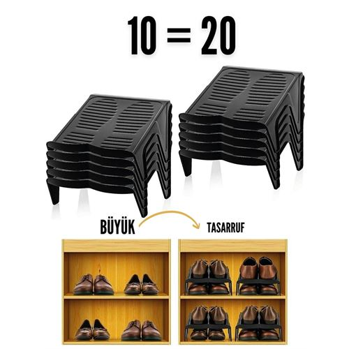 HSNET 10 LU Ayakkabı Rampası Yer Tasarruf Organizeri Mehle-Twin 