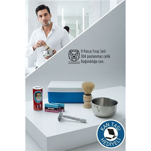 Geleneksel Tıraş Seti - 9 Parça Tıraş Kutulu Set 