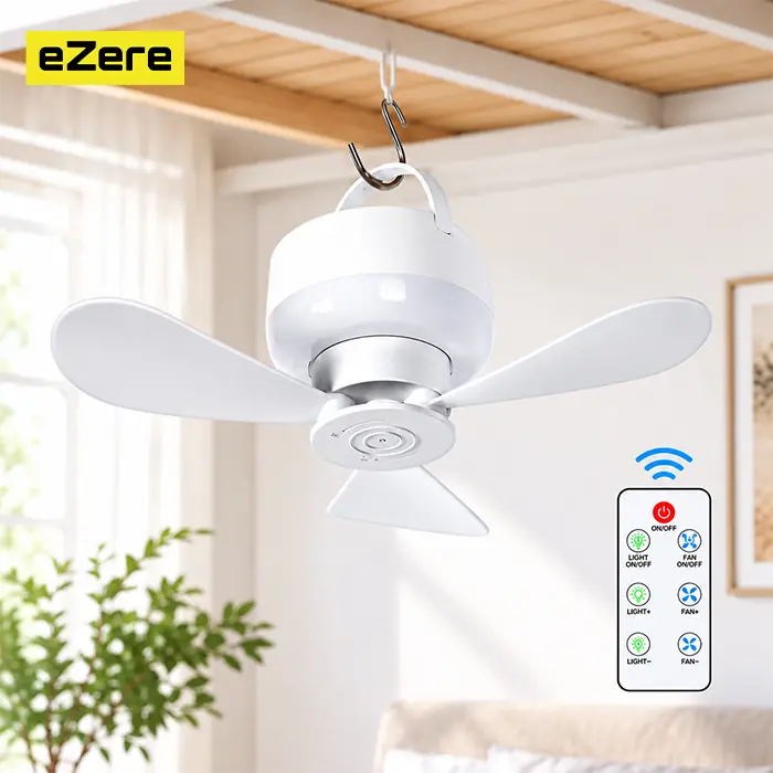 Ezere AeroSnap LED Kamp Tavan Fanı ve Taşınabilir Şarjlı Tavan Vantilatörü-(5775)