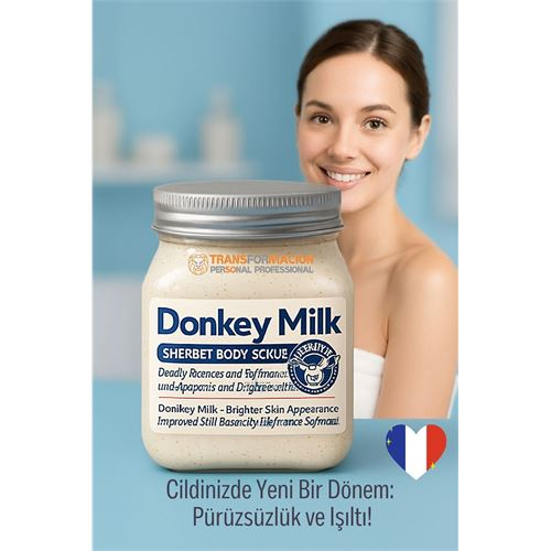 HSNET Donkey Milk Vücut Peelingi 500 ml - Ölü Deri Temizleyici, Cilt Aydınlatıcı ve Yoğun Nemlendirici Vücut Scrubı 