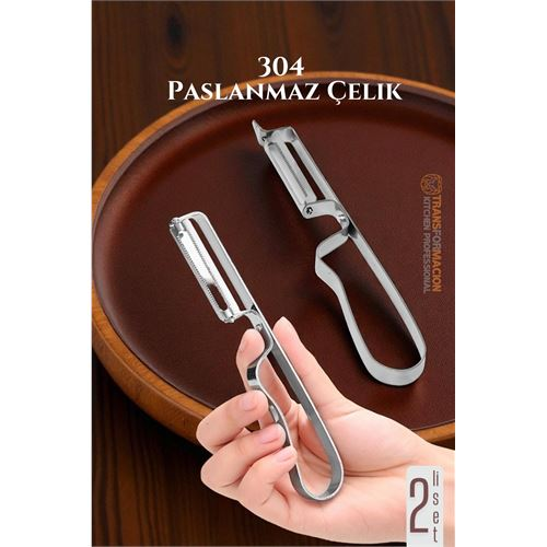 HSNET Soyacak Seti- Sebze Soyacağı Profesyonel Paslanmaz Çelik 2 li SET 