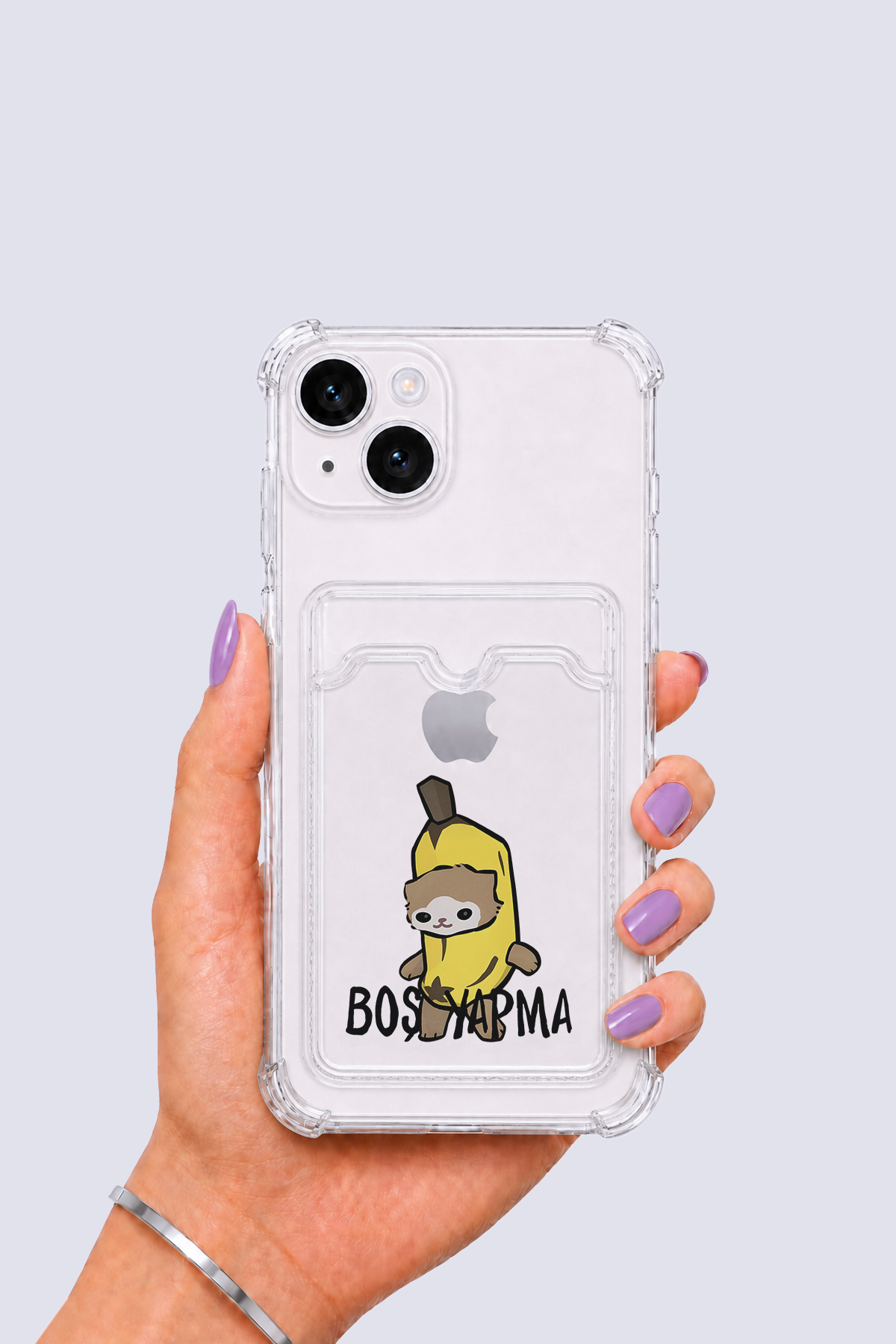 iPhone 15 Kartlıklı Boş Yapma Desenli Kılıf