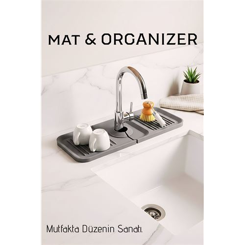 Silikon Batarya Matı & Lavabo Organizeri: Premium Musluk Altı Kurutma Matı 