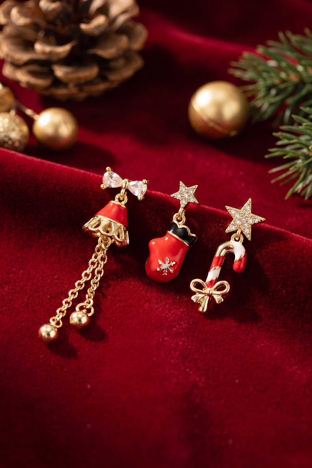 Christmas Koleksiyonu Zirkon Taşlı Yılbaşı Küpe 5886