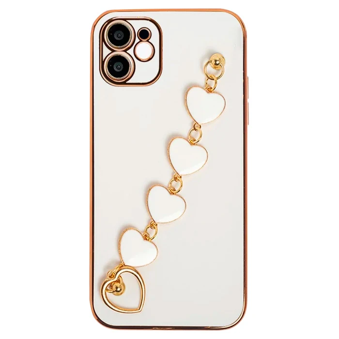 Ally iPhone 11 6.1inç Kılıf Kalp Bileklik Tutuculu Lüx Silikon Askılı Kılıf-(1903)