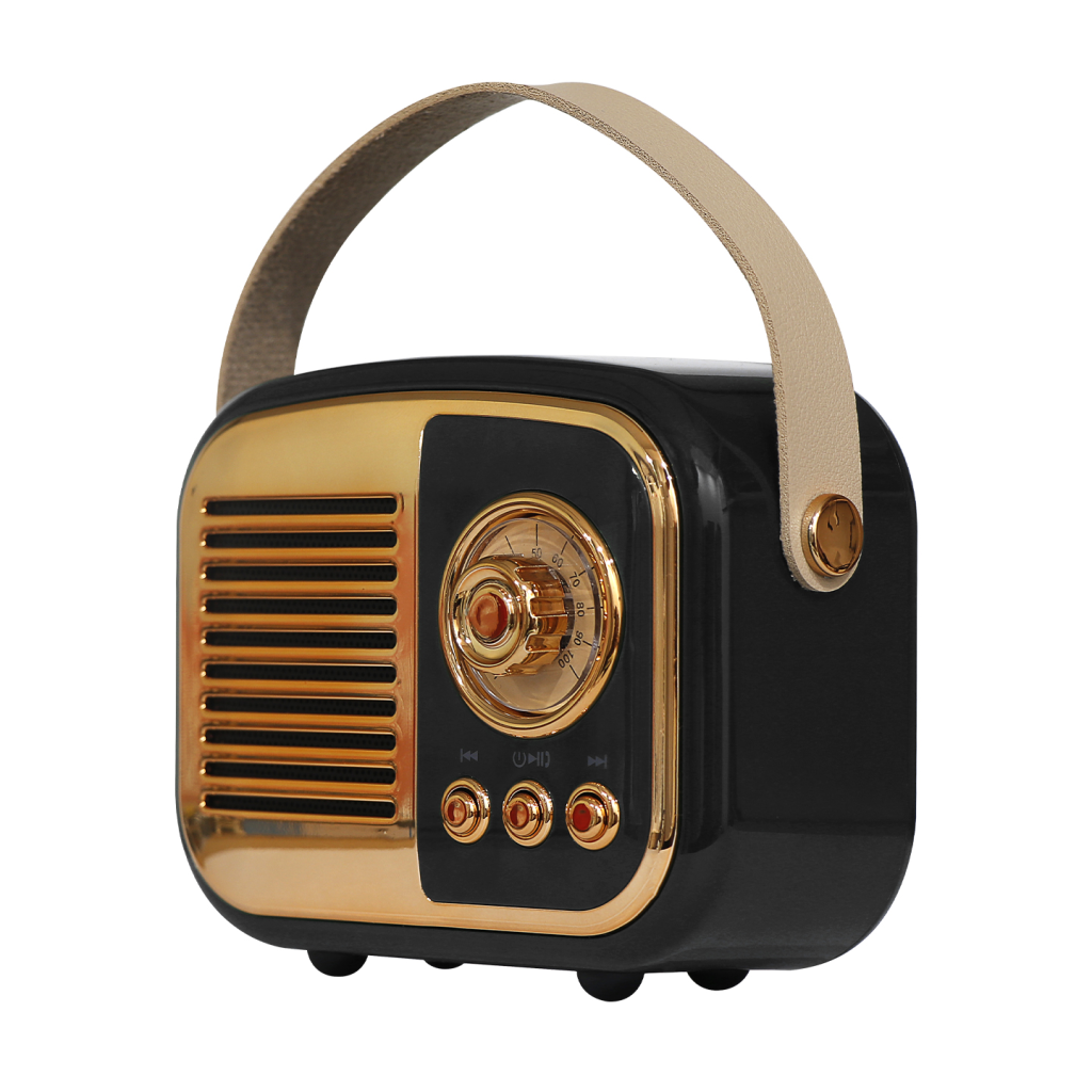 MIKADO MD-24BT Echoes Siyah 3W Taşınabilir USB/TF Kart/Bluetooth 800mAh Klasik Retro Müzik Kutusu(1923) 3