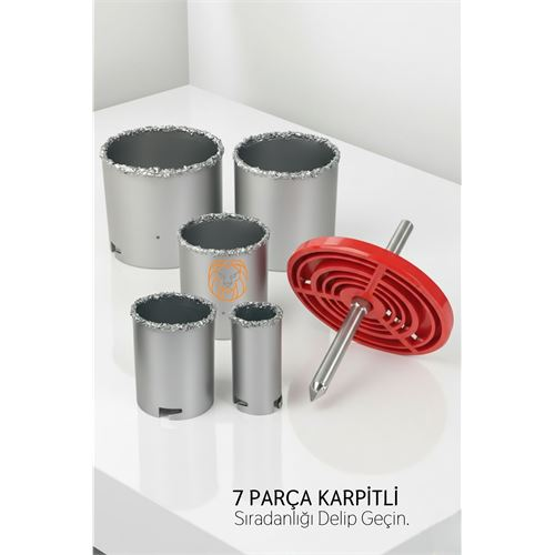 Profesyonel 7 Parça Elmas Karbür Buat Açma Seti - Darbeli ve Delici Uyumlu Panç Seti 