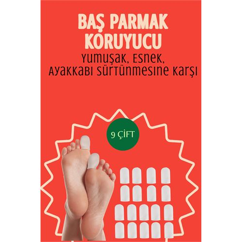 HSNET 9 Çift Silikon Parmak Koruyucu – Baş Parmak Uyumlu | Yumuşak, Esnek, Ayakkabı Sürtünmesine Karşı 