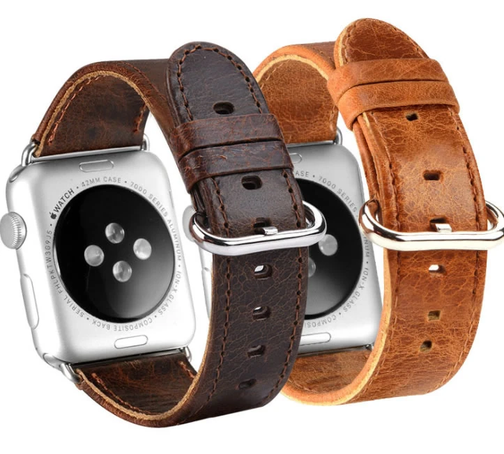 Ally Apple Watch 7-8 41mm 6-5-4 40mm Retro Deri Kordon Kayış 3-2-1 38mm-(1903)